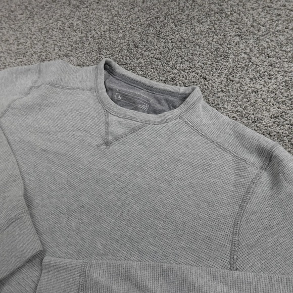 Eddie Bauer Sweater Mens M Gray Waffle Knit Thermal Crewneck Pullover Outdoor - Picture 1 of 11